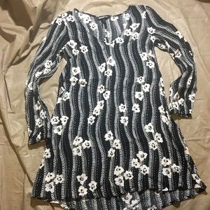 Express Flowery Black and Striped Dress